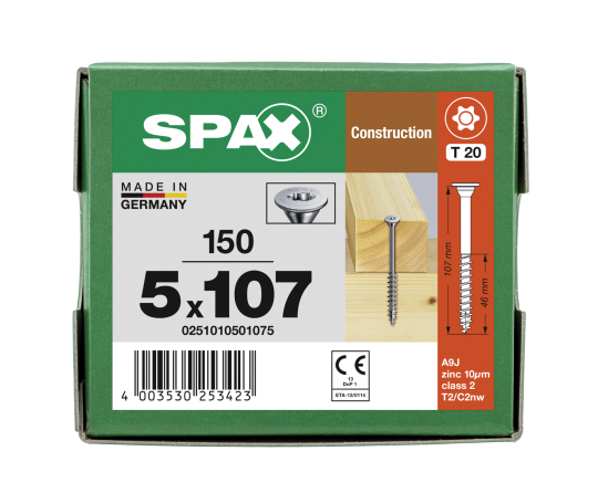 SPAX Tellerkopf-Schraube mit optimiertem Teilgewinde 5 x 107 - 150 Stk