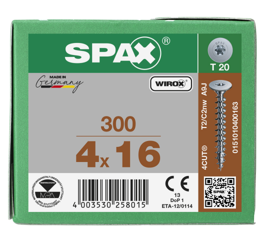SPAX Rückwandschraube T-STAR Plus 4,0 x 16 300 Stk