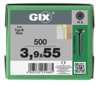 SPAX GIX-B Trockenbauschraube Trompetenkopf H2 Grobgewinde  -  500 Stk 3,9x55