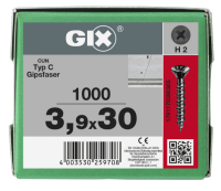 SPAX GIX-C Trockenbauschraube Senkkopf Fräsrippen H2 HILO-Gewinde  -  1000 Stk 3,9x30