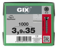 SPAX GIX-C Trockenbauschraube Senkkopf Fräsrippen H2 HILO-Gewinde  -  1000 Stk 3,9x35