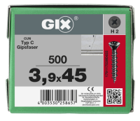 SPAX GIX-C Trockenbauschraube Senkkopf Fräsrippen H2 HILO-Gewinde  -  500 Stk 3,9x45