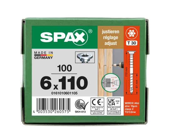 SPAX Justierschraube 6 x 110 - 100 Stk