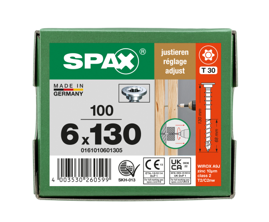 SPAX Justierschraube 6 x 130 - 100 Stk