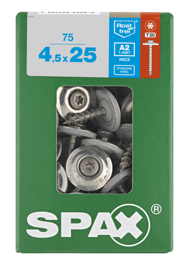 SPAX Spenglerschraube A2 T20 - 20mm - 4,5 x 25 - 75 Stk