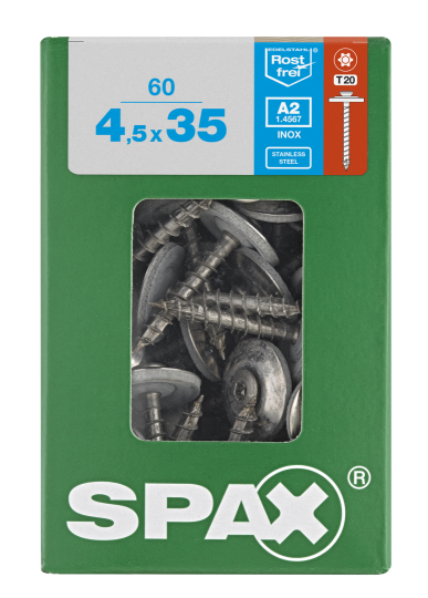 SPAX Spenglerschraube A2 T20 - 20mm - 4,5 x 35 - 60 Stk