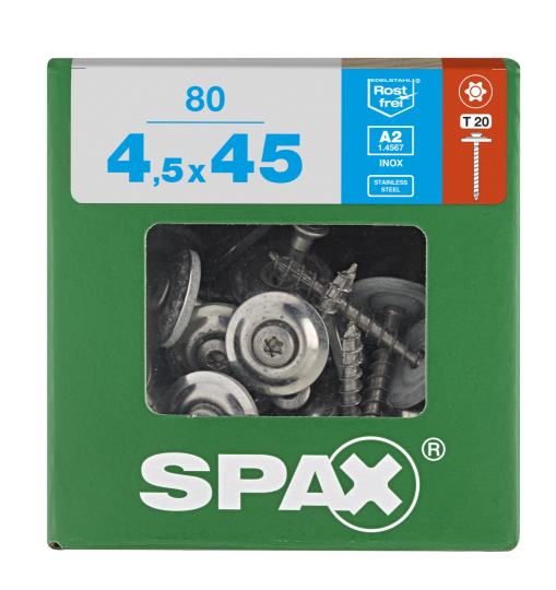 SPAX Spenglerschraube A2 T20 - 20mm - 4,5 x 45 - 80 Stk