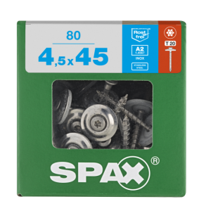 SPAX Spenglerschraube A2 T20 - 20mm - 4,5 x 45 - 80 Stk