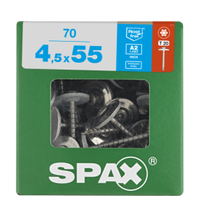 SPAX Spenglerschraube A2 T20 - 20mm - 4,5 x 55 - 70 Stk