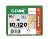 SPAX Senkkopf 10 mm T-STAR plus - Vollgewinde WIROX A3J  T50  -  10x120  -  50 Stk