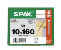 SPAX Senkkopf 10 mm T-STAR plus - Vollgewinde WIROX A3J  T50  -  10x160  -  50 Stk