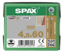 SPAX Verlegeschraube Senkkopf T-STAR plus  Fixiergewinde WIROX A3J  T20  -  4,5x60  -  500 Stk