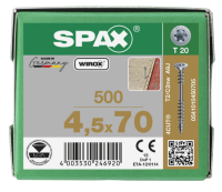 SPAX Verlegeschraube Senkkopf, T-STAR plus 4CUT, Fixiergewinde WIROX A3J  T20  -  4,5x70  -  500 Stk