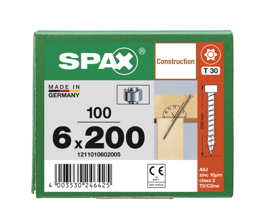 SPAX WIROX Zylinderkopfschraube T-STARplus VG TX30 6 x 200  100 Stk