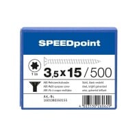 SPEEDpoint Universalschraube Senkkopf T15 Vollgewinde  blank verzinkt 500ST - 3,5 x 15