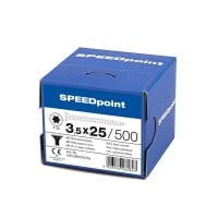 SPEEDpoint Universalschraube Senkkopf T15 Vollgewinde  blank verzinkt 500ST - 3,5 x 25