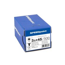 SPEEDpoint Universalschraube Senkkopf T15 Teilgewinde  blank verzinkt 500ST - 3,5 x 45