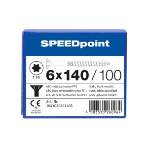 SPEEDpoint Universalschraube Senkkopf T30 Teilgewinde  blank verzinkt 100ST - 6 x 140