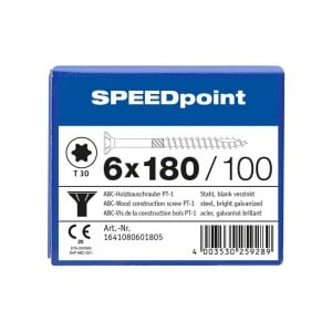 SPEEDpoint Universalschraube Senkkopf T30 Teilgewinde   blank verzinkt 100ST - 6 x 180