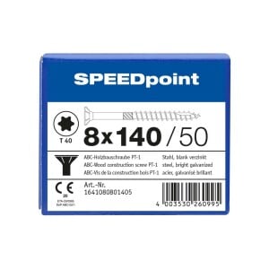 SPEEDpoint Universalschraube Senkkopf T40 Teilgewinde  blank verzinkt 50ST - 8 x 140