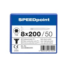 SPEEDpoint Universalschraube Senkkopf T40 Teilgewinde  blank verzinkt 50ST - 8 x 200