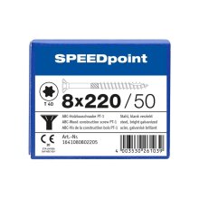 SPEEDpoint Universalschraube Senkkopf T40 Teilgewinde  blank verzinkt 50ST - 8 x 220