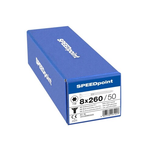 SPEEDpoint Universalschraube Senkkopf T40 Teilgewinde  blank verzinkt 50ST - 8 x 260