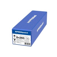 SPEEDpoint Universalschraube Senkkopf T40 Teilgewinde  blank verzinkt 50ST - 8 x 260