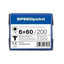 SPEEDpoint Tellerkopfschraube T30 Vollgewinde  blank verzinkt 200ST - 6 x 60