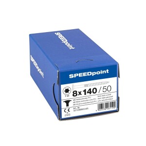 SPEEDpoint Tellerkopfschraube T40 Teilgewinde  blank verzinkt 50ST - 8 x 140