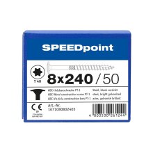 SPEEDpoint Tellerkopfschraube T40 Teilgewinde  blank verzinkt 50ST - 8 x 240