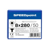 SPEEDpoint Tellerkopfschraube T40 Teilgewinde  blank verzinkt 50ST - 8 x 280