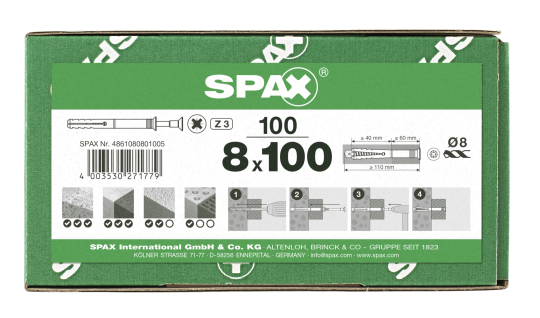 SPAX Nageldübel 8 x 100 100 Stk