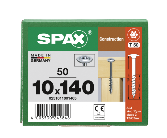 SPAX Tellerkopf T-STAR plus T50 WIROX 10x140 - 50 Stk