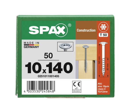 SPAX Tellerkopf T-STAR plus T50 WIROX 10x140 - 50 Stk