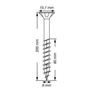 SPAX Universalschraube Senkkopf T-STAR plus Edelstahl rostfrei A2 8x200 Teilgewinde 50 Stk