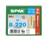 SPAX Universalschraube Senkkopf T-STAR plus Edelstahl rostfrei A2 8x220 Teilgewinde 50 Stk