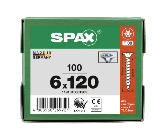 SPAX SENKMULTIKOPF 6x120mm T-STAR PLUS T30 VOLLGEWINDE WIROX 100 Stk