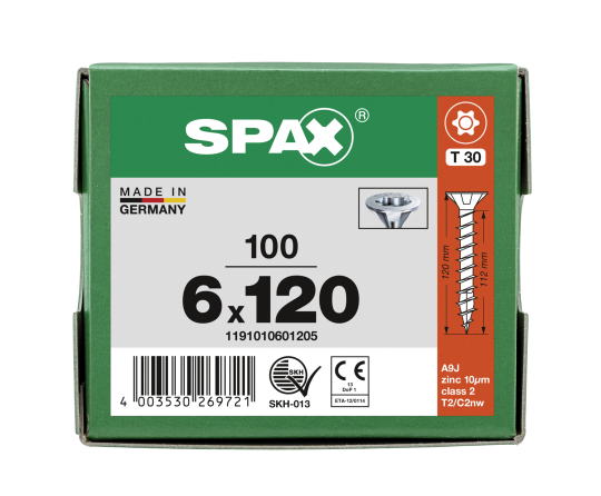 SPAX SENKMULTIKOPF 6x120mm T-STAR PLUS T30 VOLLGEWINDE WIROX 100 Stk