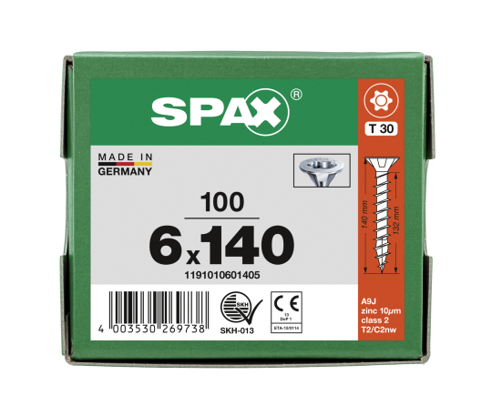 SPAX SENKMULTIKOPF 6x140mm T-STAR PLUS T30 VOLLGEWINDE WIROX 100 Stk