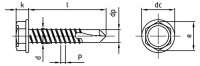 Bohrschraube DIN 7504 6kantkopf Bund Form K 4,8 X 38 Edelstahl rostfrei A2 500 Stk