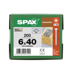 SPAX TELLERKOPF T-STAR PLUS T30 VOLLGEWINDE WIROX 6 x 40...