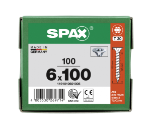 SPAX SENKMULTIKOPF 6x100mm T-STAR PLUS T30 VOLLGEWINDE WIROX 100 Stk
