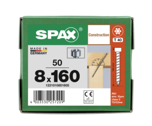 SPAX ZYLINDERKOPF 8x160 T-STAR PLUS T40 VOLLGEWINDE CUT...