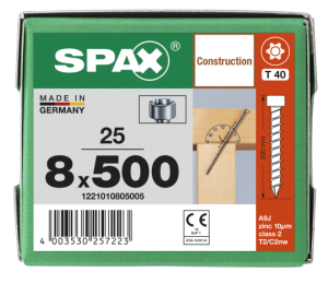 SPAX ZYLINDERKOPF 8x500 T-STAR PLUS T40 VOLLGEWINDE CUT...