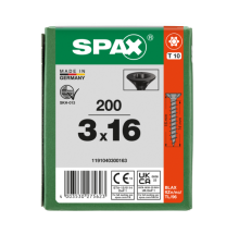 SPAX-S Senkmultikopf T-STAR PLUS T10 Vollgewinde schwarz verzinkt - 200 Stk - 3 x 16