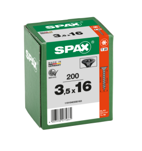 SPAX Senkmultikopf T-STAR PLUS T20 Vollgewinde schwarz verzinkt - 200 Stk - 3,5 x 16