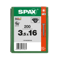 SPAX Senkmultikopf T-STAR PLUS T20 Vollgewinde schwarz verzinkt - 200 Stk - 3,5 x 16