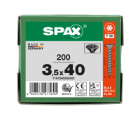 SPAX Senkmultikopf T-STAR PLUS T20 Vollgewinde schwarz verzinkt - 200 Stk - 3,5 x 40