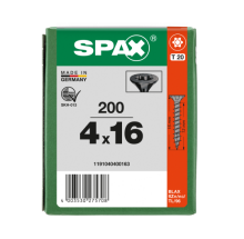 SPAX Senkmultikopf T-STAR PLUS T20 Vollgewinde schwarz verzinkt - 200 Stk - 4 x 16